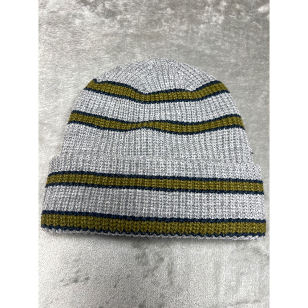 Goodfellow & Co Mens Striped Knit Beanie Grey Olive  Blue Cuffed Watch Cap OS